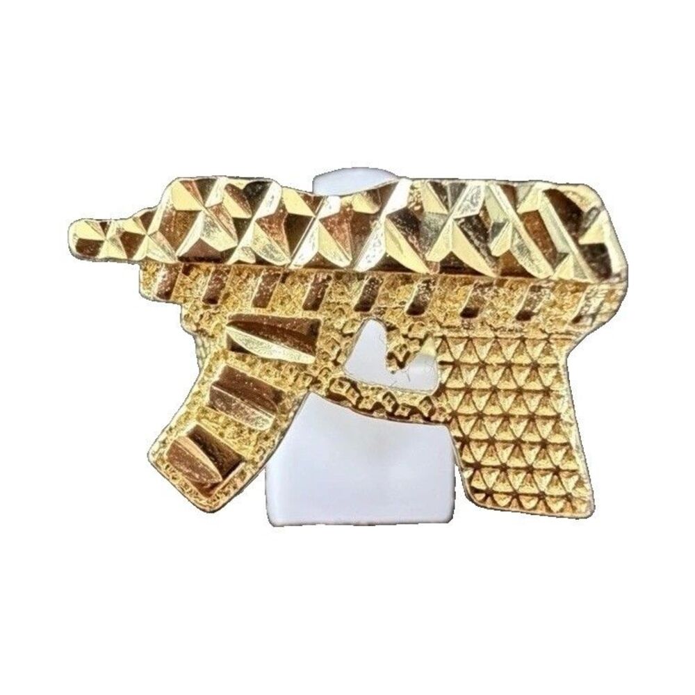 Signed 10K Yellow Gold Mini Uzi Gun Ring 7 Grams Size 9